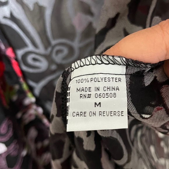 Floral print velvet fringe open front kimono - Picture 3 of 6